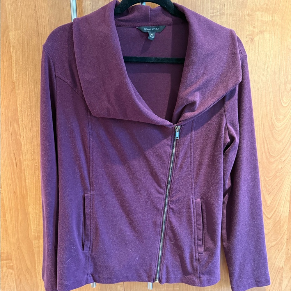 Banana Republic Plum Asymmetrical Zip Jacket (Size M)